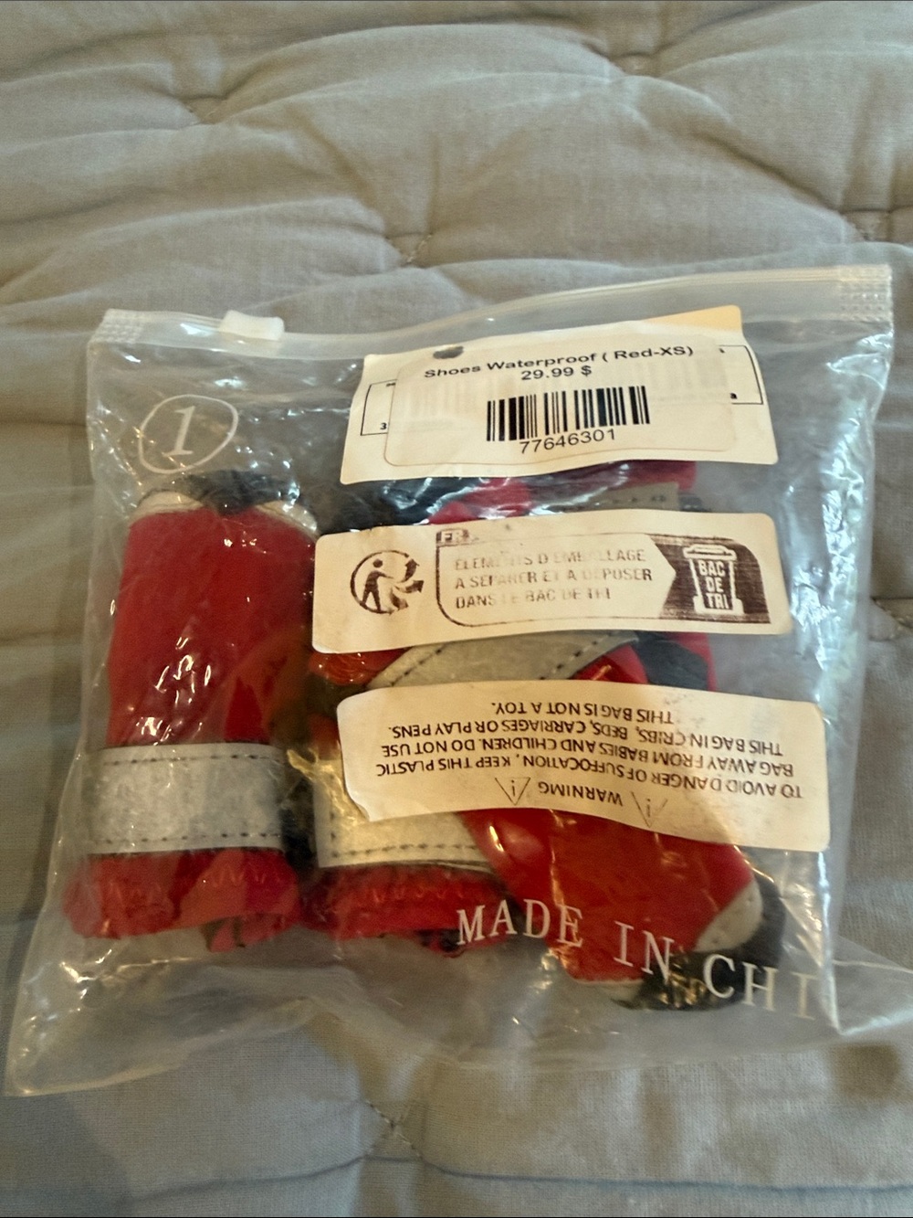 Waterproof Red Pet Boots with Reflective Straps